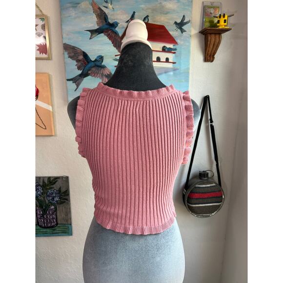 Aeropostale Size Small- Dusty Rose Pink- Sweater Crop Ribbed Tank- romantic top - Picture 2 of 8